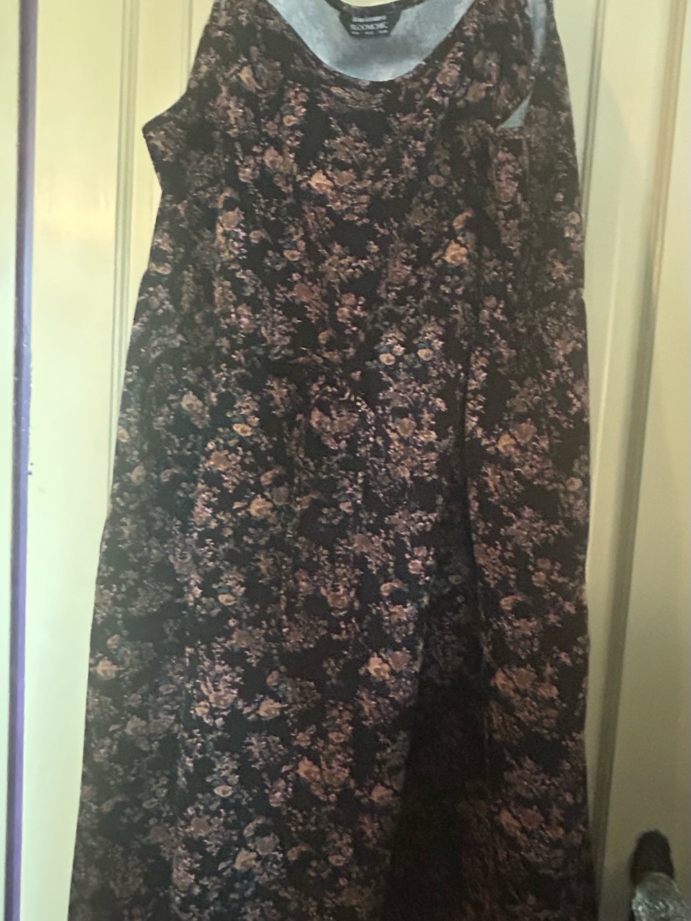 BloomChic Black Floral Midi Pinafore Dress with Brown and rose Accents - Picture 8 of 9
